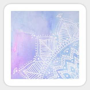 Doodled mandala on watercolor background - lilac Sticker